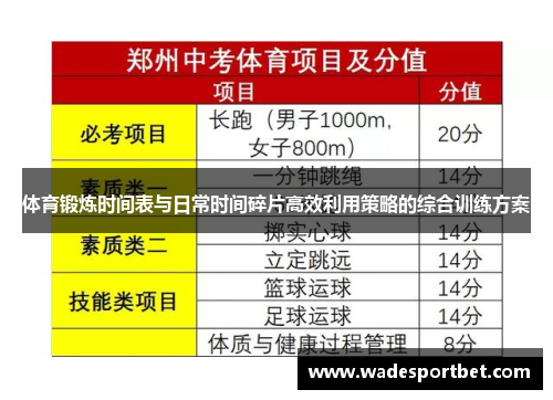 体育锻炼时间表与日常时间碎片高效利用策略的综合训练方案